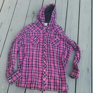 Pink flannel with hood